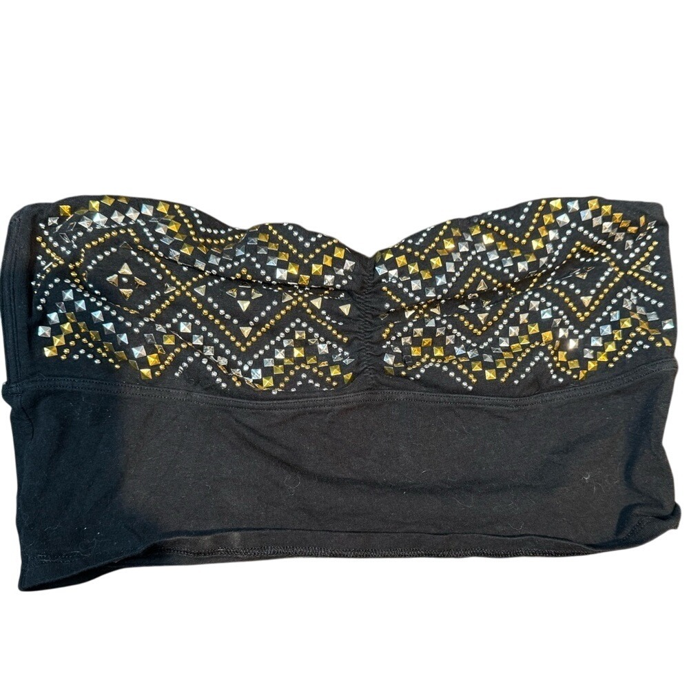 Victoria's Secret Pink Black Studded Embellished Tube Top XS